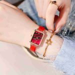 New ins women's mesh belt watch casual trend marble pattern retro personality square watch-ZX-015 - Image 2