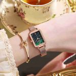 Mesh belt women's watch retro fashion small green watch malachite green plate watch-ZX-007 - Image 4