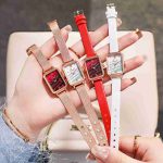 New ins women's mesh belt watch casual trend marble pattern retro personality square watch-ZX-015 - Image 5