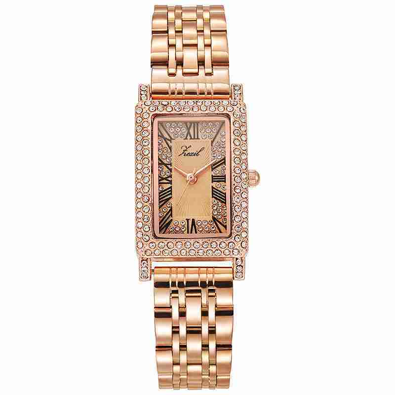 O1CN01LyaItp1CthomBqBT4_1924270139-0-cib.jpg New Ladies Fashion Small Square Watch Luxury Diamond-studded Gold Steel Band Watch Square Fashion Ladies Watch-ZX-014 - Image 1