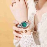 New net red quartz movement watch ins retro style ladies wristband temperament steel belt watch small green watch disc-ZX-017 - Image 4